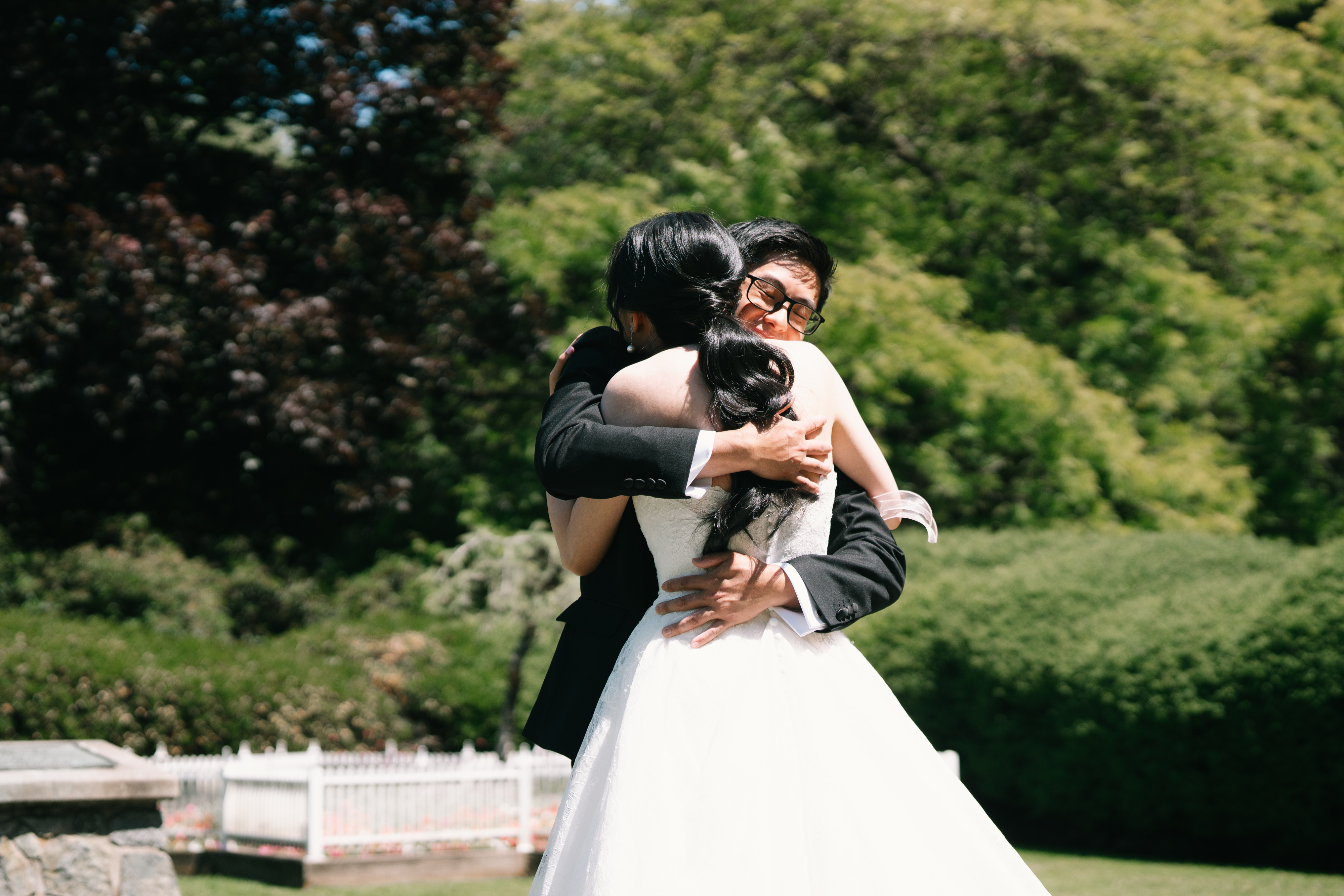 A heartfelt embrace during a Mayfair Lakes wedding