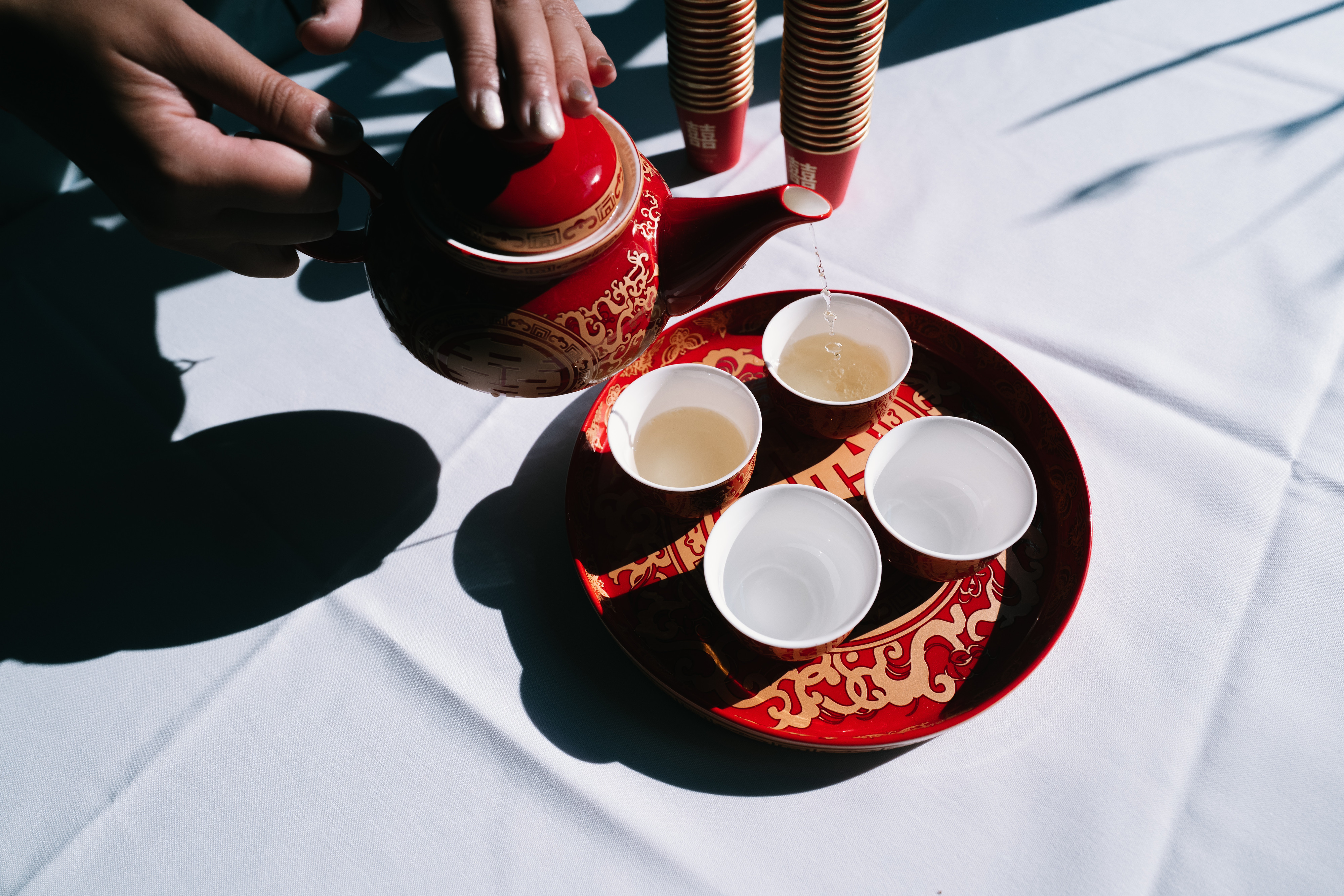 Chinese tea ceremony details at VanDusen Botanical Garden